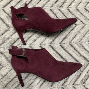 Calvin Klein Bootie Burgundy Suede Shelby Heels size 5.5 NWOT